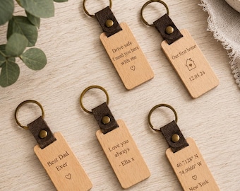 Wooden Keyring |Custom Engraved Key Tag | personalised keychain| Shed Keys | Couple Names | Housewarming Gift | Rustic Keychain