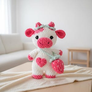 Patrón de crochet de vaca fresa (PDF) / Instrucciones para amigurumi de peluche (descarga digital)