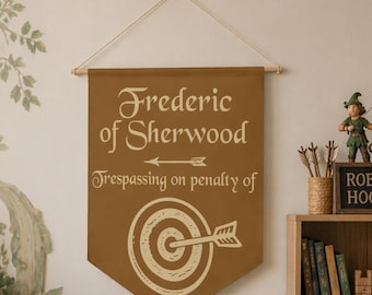 Personalizable Pennant/Wall Banner "of Sherwood"| Kid's bedroom decor, robin hood fan