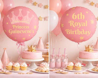 Globo de cumpleaños personalizable con forma de corona de princesa, redondo de 28 cm (11 pulgadas), para niña.