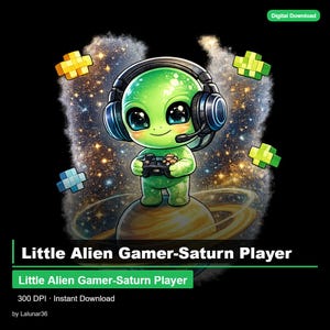 Kawaii Alien Gamer - Saturn Plyer PNG clipart