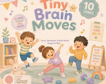 Piccoli movimenti per il cervello / Canzoni per bambini che stimolano il movimento, Musica per la concentrazione, Melodie per la scuola materna, Attività per pause attive (Download MP3)