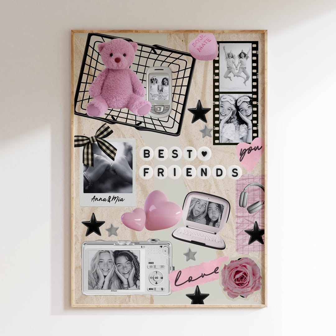 Best Friends Photo Collage Poster Editable Canva Template Colorful ...