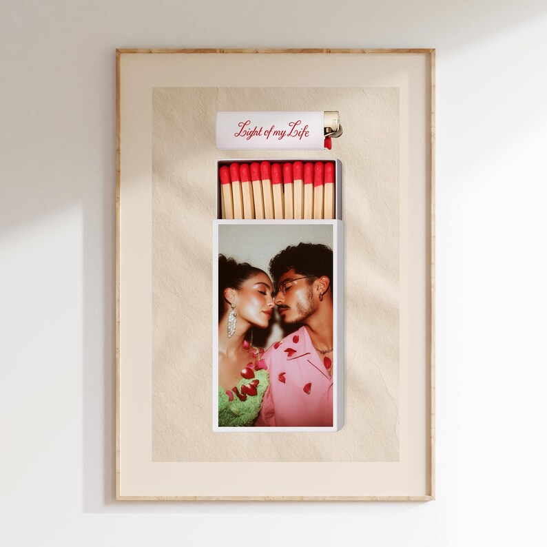 Printable Couple Matchbox Photo Poster Editable Canva Template Custom ...