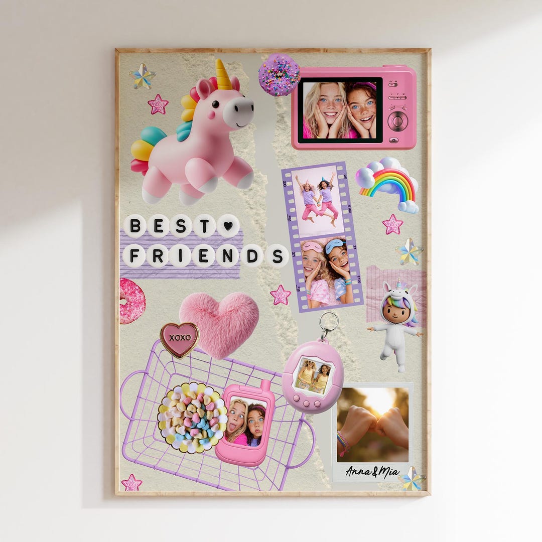 Best Friends Photo Collage Poster Editable Canva Template for Kids ...