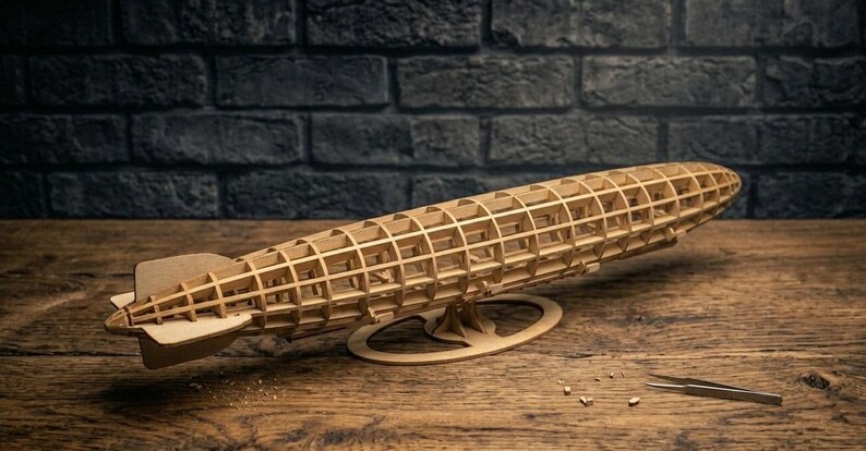 Zeppelin Laser Cut File 3D Wooden Puzzle Airship SVG Digital Vector ...