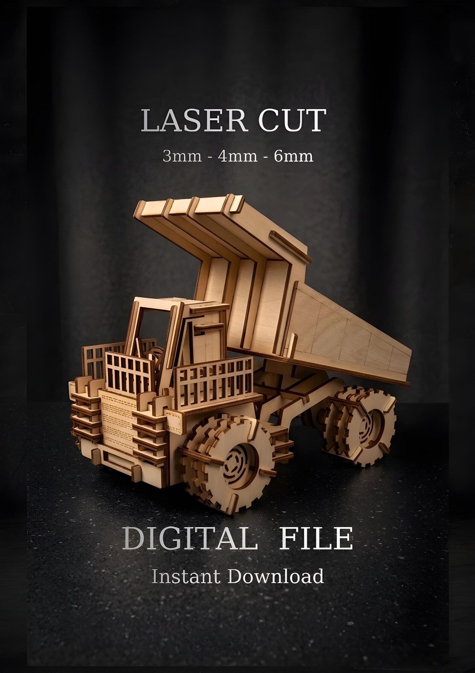 Toy Router Laser Cut Files Construction Truck SVG 3mm 4mm 6m Wood Model Kit CNC ...