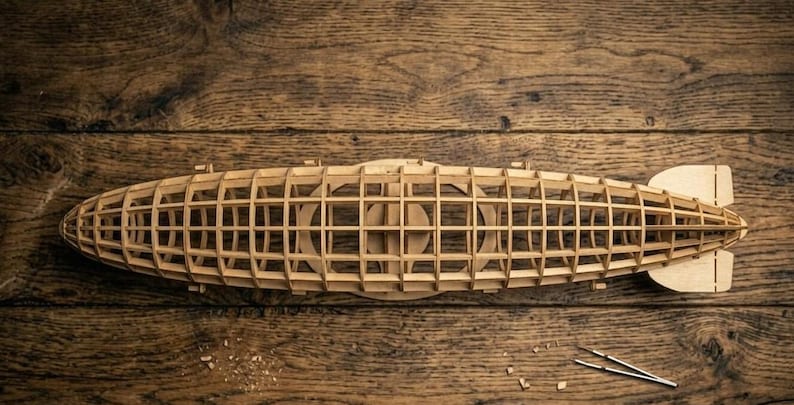 Zeppelin Laser Cut File 3D Wooden Puzzle Airship SVG Digital Vector ...