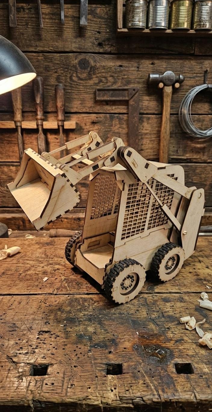 Toy Router Laser Cut Skid Steer SVG Digital Plan, Wooden Toy Loader CNC Router ...