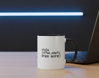 Python Developer Mug - While Coffee Empty Brew More - Tazza Programmatore Python - Funny Coding Gift - Minimalist Tech Cup by AFKStoreIT