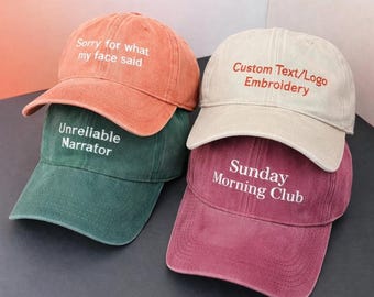 Custom Embroidered Hat with Your Text, Personalised Quote Hat, Funny Slogan Baseball Cap, Unisex Monogram Hat, Mothers Day Gift, Bride Hat