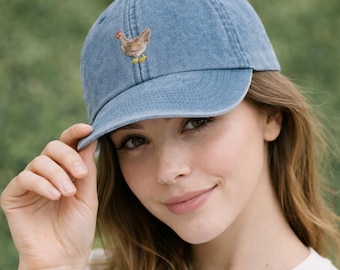 Vintage Chicken Dad Hat, Embroidered Hen Hat, Unisex Chicken Mom Baseball Cap, Unisex Farmhouse Animal Hat,Adjustable Chicken Lover Gift Hat