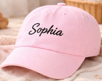 Custom Embroidered Baby Name Hat, Personalised Toddler Summer Sun Hat, Kids Monogrammed Baseball Cap, First Birthday Gift, Baby Shower Gift