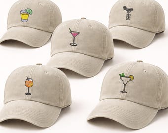 Spritz Lover Baseball Cap, Embroidered Cocktail Lovers Hat, Vacation Party Hats, Custom Martini Cap, Hen Do Caps, Bachelorette Party Gift