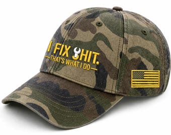 Embroidered I Fix Shit Camo Hat, Funny Handyman Baseball Cap, Vintage Mechanic Dad Hat, Fathers Day Gift, Husband Garage Hat, Mechanic Gifts