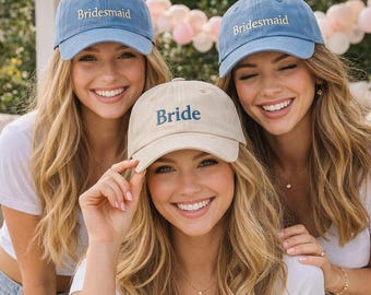 Custom Bride Squad Baseball Cap, Embroidered Bachelorette Party Hat, Personalised Bridesmaid Cap, Bridal Shower Gift, Wife of the Party Gift
