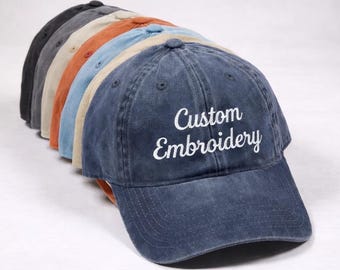 Personalised Text Hat, Custom Logo Embroidered Hat, Vintage Style Baseball Cap, Mothers Day Gift, Retro Unisex Hat, Monogram Dad Gift Hat