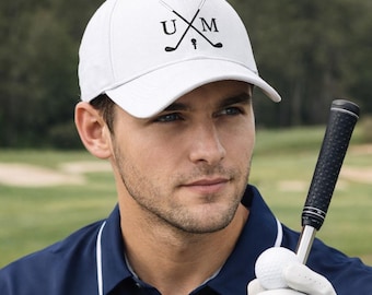 Czapka golfowa z nadrukiem dla mężczyzn, spersonalizowana czapka z haftowanymi inicjałami, czapka baseballowa dla taty golfisty, czapka z akcesoriami golfowymi, prezent dla golfisty, prezenty dla klubów golfowych