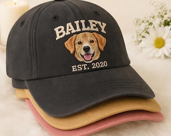 Boné personalizado com retrato bordado do seu pet, boné com foto personalizada do seu pet, boné de beisebol com retrato de cachorro e gato, boné personalizado com nome do seu pet, presentes para mães de cachorro.