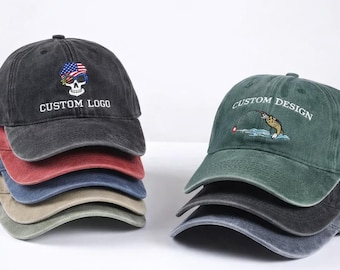 Personalised Embroidered Text Hat, Custom Cap with Your Own Logo, Retro Dad Baseball Hat, Vintage Style Unisex Hat, Monogram Mother Day Gift