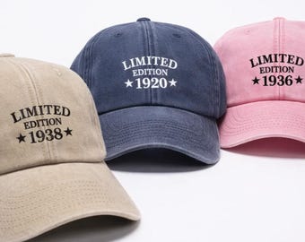 Custom Birthday Cap, Embroidered Milestone Birthday Year Hat, 70th Birthday Gift for Dad, Vintage Baseball Cap, Grandpa 1975 Birthday Gift