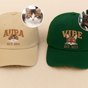 Personalised Dog Hat with Photo, Custom Embroidered Pet Portrait Hat, Dog Mom Gift, Dog & Cat Name Baseball Cap, Memorial Gift for Dog Owner image 3