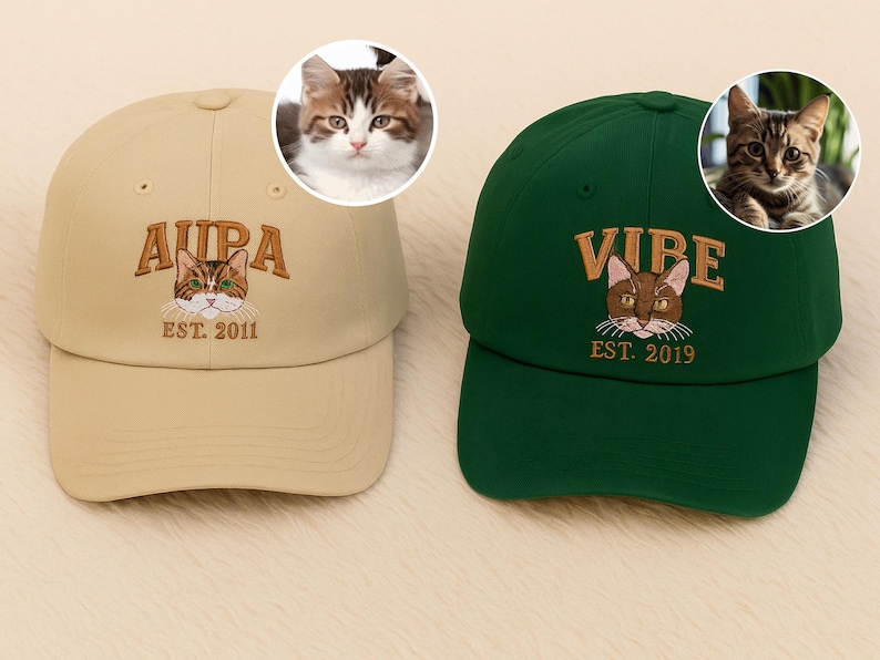 Personalised Dog Hat with Photo, Custom Embroidered Pet Portrait Hat, Dog Mom Gift, Dog & Cat Name Baseball Cap, Memorial Gift for Dog Owner image 3