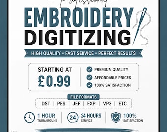 Custom Embroidery Digitizing Service, Logo Digitizing for Embroidery, Image to Embroidery File Conversion, Photo Digitizing, DST PES File