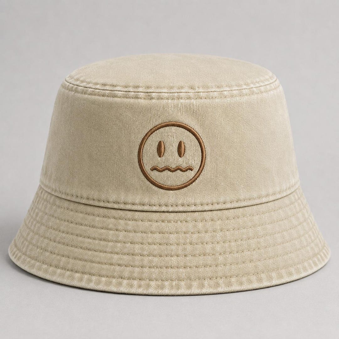 Custom Embroidered Smiley Bucket Hat, Personalised Text Logo Summer Hat ...