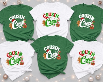 T-shirt de Noël assorti pour toute la famille, T-shirt de Noël assorti pour cousins, T-shirt festif de Noël avec motif pain d'épice