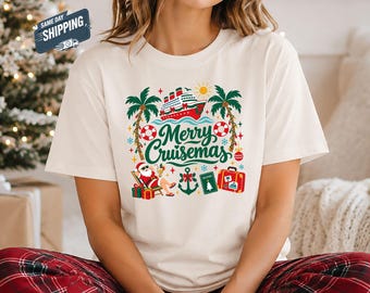 Merry Cruisemas Shirt, Family Christmas Cruise Tee, Santa Cruise Ship Vacation T-Shirt, Matching Group Cruise Holiday Shirt, Xmas Gift 2026