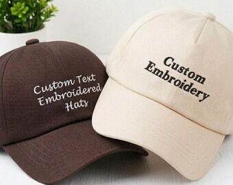 Custom Logo Embroidered Hat, Personalised Text Cotton Baseball Cap, Business Logo or Monogram Hat, Unisex Sorority Hats, Fathers Day Gift