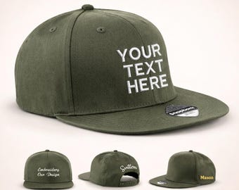 Czapka typu snapback z haftem, czapka z płaskim daszkiem z personalizowanym tekstem lub logo, czapka z monogramem dla taty, prezent na wieczór panieński, czapki unisex z nadrukiem