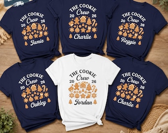 Custom Cookie Crew Christmas Shirt, Custom Family Baking Tee, Matching Christmas Cookie Shirts, Holiday Baking Crew Top, Cookie Lover Gift