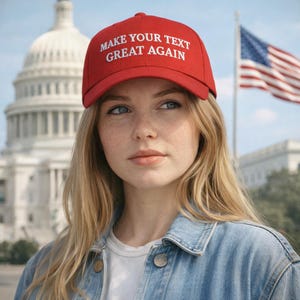 Make Your Text Great Again Hat, Custom Embroidered MAGA Baseball Cap, Funny Political Parody Dad Gift Hat, Personalised Womens Trump Red Hat image 10