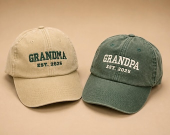 Casquette de baseball personnalisée grand-père, chapeau brodé personnalisé grand-père Est, nouveau cadeau grands-parents, cadeau fête des pères pour grand-mère, chapeau de papa vintage