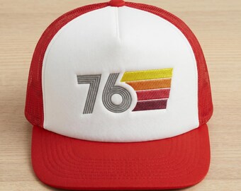 76 - 1976 Retro Trucker Hat, Custom Embroidery 50th Birthday Gift Hat, 76 Retro Trucker Cap, Turning 50 Group Caps, Custom Born in 1950 Hat