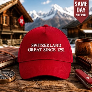 Schweizisk hatt, schweizisk flagga basebollkeps, broderad hatt som är fantastisk sedan 1291, justerbar pappakeps, schweizisk stolthetsgåva, resesouvenirhatt