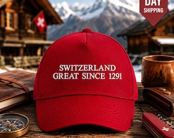 Czapka szwajcarska, czapka bejsbolówka z flagą szwajcarską, świetna od 1291 roku, regulowana czapka dla taty, prezent z okazji dumy szwajcarskiej, pamiątka z podróży