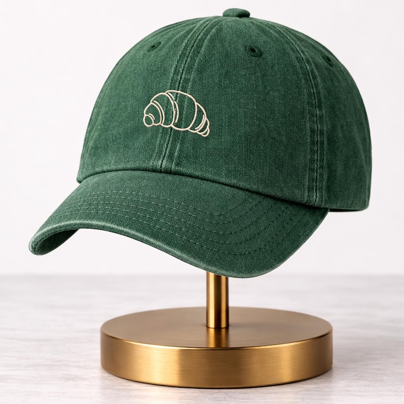 Croissant Embroidered Cap, French Pastry Baseball Cap, Trendy Croissant Dad Hat,