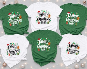 Matching Family Christmas Shirts 2026, Personalised Name Xmas Tee, Group Holiday Top, Custom Family Matching Tee, Festive Gingerbread Shirt