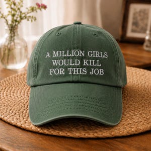 A Million Girls Would Kill for This Job Hat, Embroidered Funny Movie Quote Hat, Vintage Red Heel Movie Cap,Trendy Fashion Lover Gift for Her