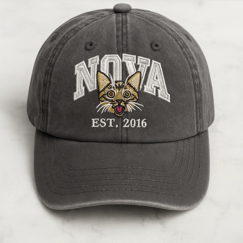 Custom Embroidered Pet Portrait Hat, Personalised Pet Photo Hat, Dog and Cat Portrait Baseball Cap,