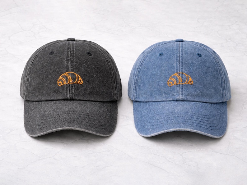 Embroidered Croissant Hat, Croissant Dad Baseball Cap, Cute Foodie Womens Hat,