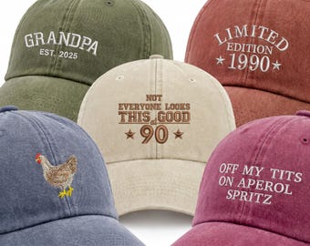 Embroidered Limited Edition Hat, Custom Grandpa Baseball Cap, Vintage 90th Birthday Hat, Personalise Text Summer Hat, Unisex Bach Party Gift