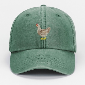 Gorra de béisbol con pollo bordado, gorra vintage de papá con pollo, gorra divertida de animal de granja, regalo para mamá gallina, regalo para amantes de los pollos, gorra unisex de granja avícola