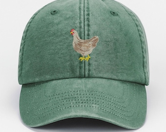 Embroidered Chicken Baseball Cap, Vintage Chicken Dad Hat, Funny Farm Animal Hat, Hen Mama Gift, Chicken Lover Gift, Unisex Poultry Farm Cap