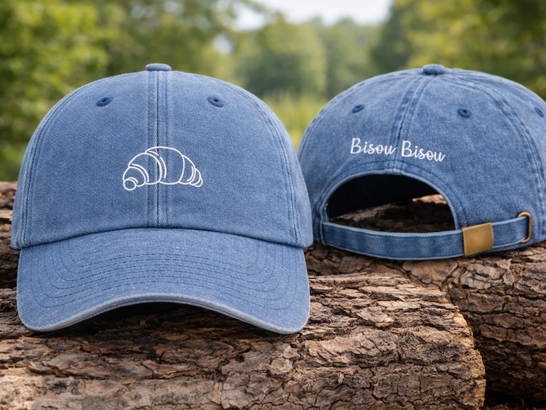 Gorra bordada de croissant, gorra de béisbol de repostería francesa, gorra de papá con diseño de croissant a la moda, gorra para mujeres amantes de la comida francesa, regalo para amantes de los croissants. imagen 6