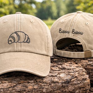 Croissant Embroidered Cap, French Pastry Baseball Cap, Trendy Croissant Dad Hat,