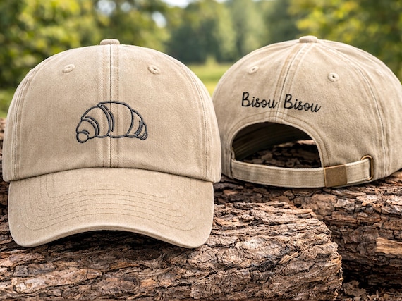 Croissant Embroidered Cap, French Pastry Baseball Cap, Trendy Croissant Dad Hat, French Food Lovers Womens Hat, Gift for Croissant Lovers